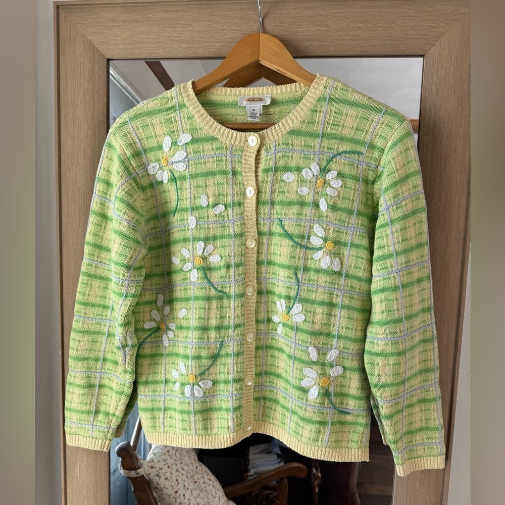 Daisy Cotton/Ramie blend Spring Cardigan Y2K medium